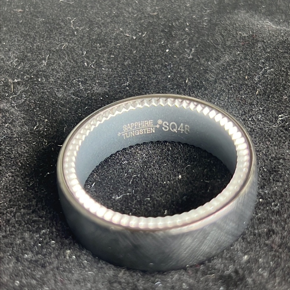 Sapphire Tungsten SQ48 Black Textured Titanium Comfort Band Ring, Size 12 - Picture 2 of 3